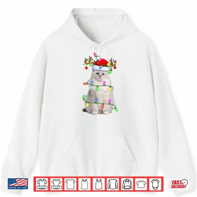 Hoodie Ragdoll Cat Lover Xmas Lighting Santa Ragdoll Cat Christmas Shirt