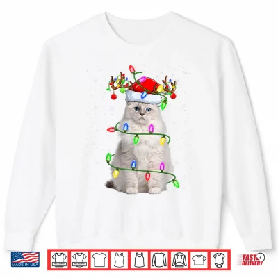 Sweatshirt Ragdoll Cat Lover Xmas Lighting Santa Ragdoll Cat Christmas Shirt
