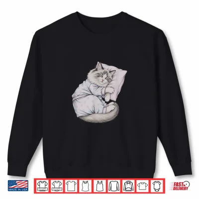 Sweatshirt Sleeping Pajama Ragdoll Cat Drawing Art Design Shirt