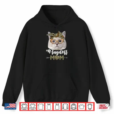 Hoodie Womens Cute Ragdoll Mom Leopard Cat Mom Mothers Day Shirt