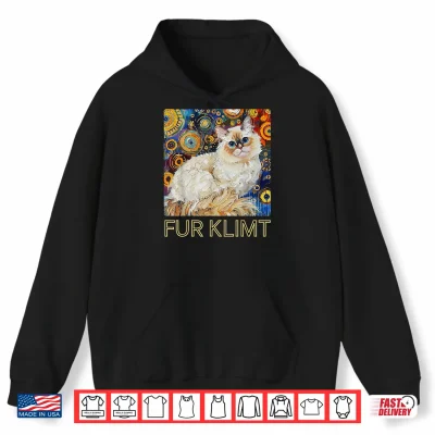 Hoodie Cat in Klimt Painting Cat Lover Ragdoll Cat Artist Shirt
