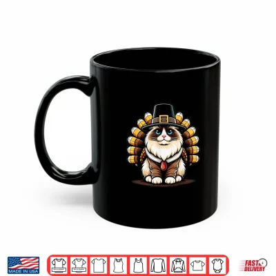 Mug Humor Thanksgiving Turkey Ragdoll Cat Shirt