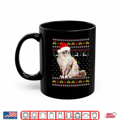 Mug Ragdoll Cat Christmas Ugly Design Festive Lights Cat Lover Shirt