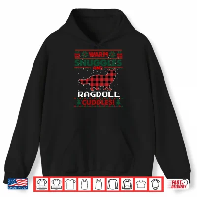 Hoodie Ragdoll Cat Red Buffalo Plaid Gift Ugly Christmas Sweater Shirt