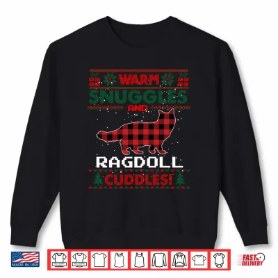 Sweatshirt Ragdoll Cat Red Buffalo Plaid Gift Ugly Christmas Sweater Shirt