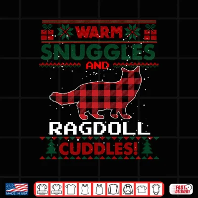 Design Ragdoll Cat Red Buffalo Plaid Gift Ugly Christmas Sweater Shirt