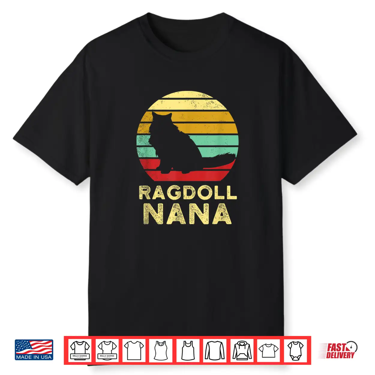 Retro Ragdoll Nana Ragdoll Cat Mom Rag Doll Grandmother Shirt