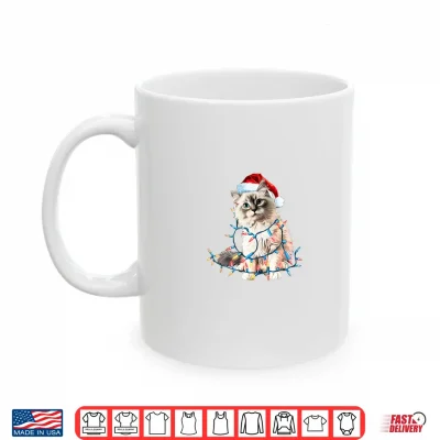 Mug Ragdoll Cat Santa Xmas Lights Funny Christmas Shirt