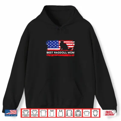 Hoodie American Flag Ragdoll Cat Mom Proud Cat Mama Cute Pet Owner Shirt