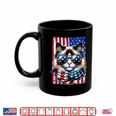 Mug 4th of July Ragdoll Cat USA Flag Sunglasses Patriotic Cat Shirt