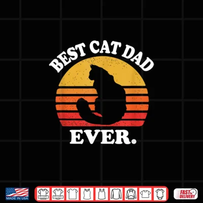 Design Funny Retro Vintage Best Cat Dad Ever Ragdoll Cat Lover Shirt