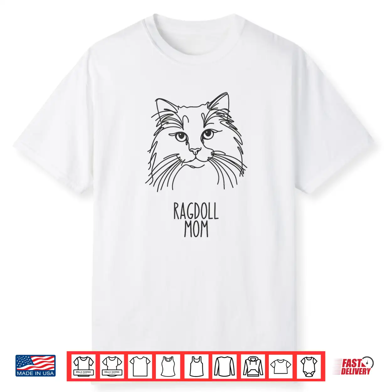 Line Art Best Cat Mom Women Ragdoll Cat Shirt