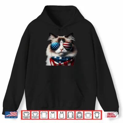 Hoodie Ragdoll Cat 4th Of July Independence Day Owner American USA Shirt