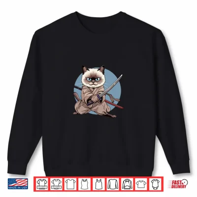 Sweatshirt Japanese Ninja Cat Kawaii Ragdoll Cat Samurai Shirt