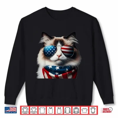 Sweatshirt Ragdoll Cat 4th Of July Independence Day Owner American USA Shirt