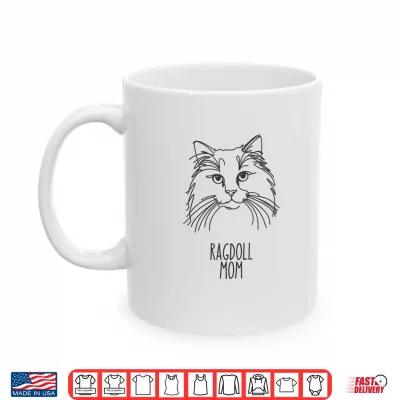 Mug Line Art Best Cat Mom Women Ragdoll Cat Shirt