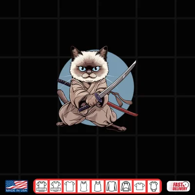 Design Japanese Ninja Cat Kawaii Ragdoll Cat Samurai Shirt