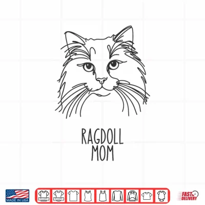 Design Line Art Best Cat Mom Women Ragdoll Cat Shirt