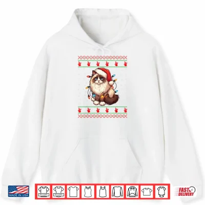 Hoodie Ragdoll Cat Ugly Christmas Ragdoll Cat Xmas Lighting Shirt