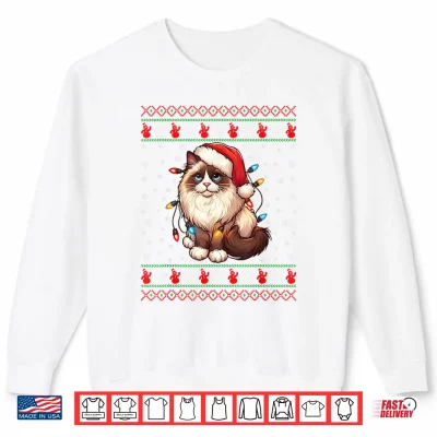 Sweatshirt Ragdoll Cat Ugly Christmas Ragdoll Cat Xmas Lighting Shirt