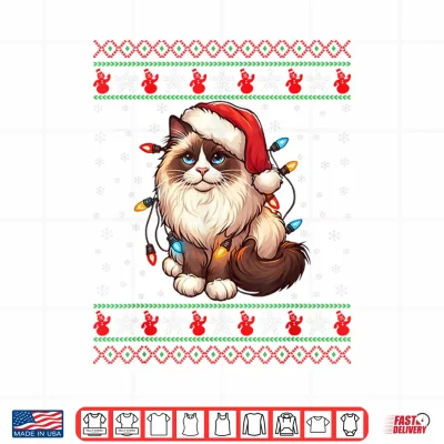 Design Ragdoll Cat Ugly Christmas Ragdoll Cat Xmas Lighting Shirt