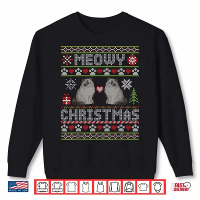 Sweatshirt Ragdoll Cats Together Merry Meowy Christmas Day Ugly Sweater Shirt