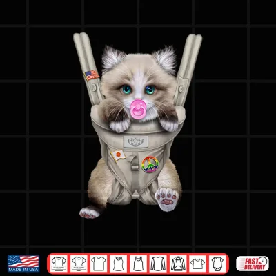 Design Ragdoll Cat with Pacifier in Baby Carrier Shirt