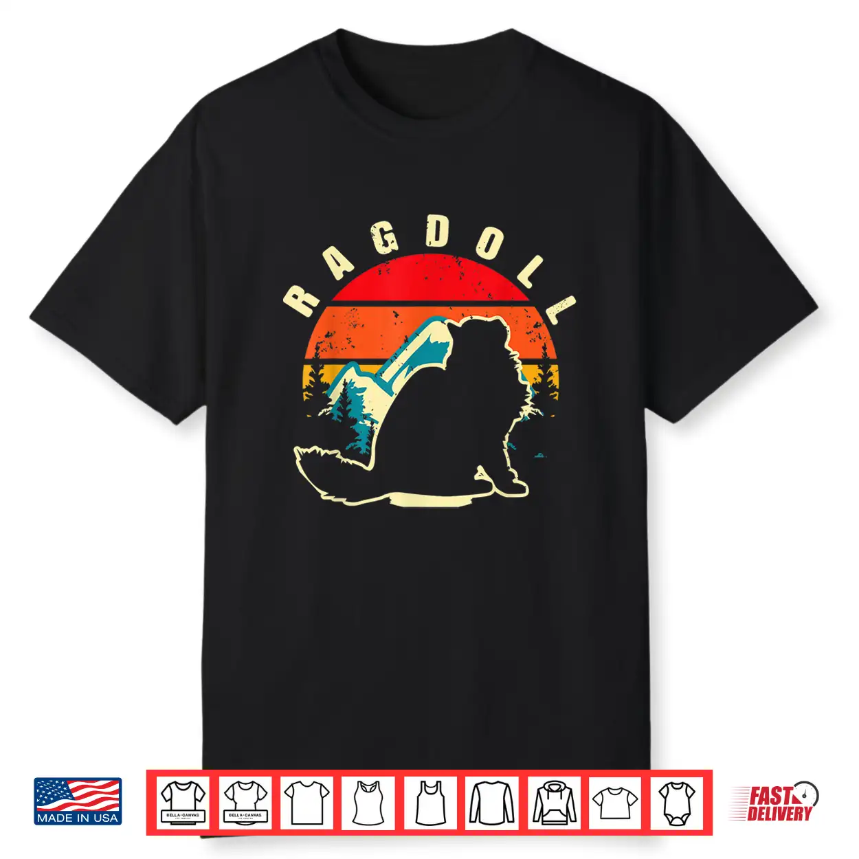 Retro Ragdoll Cat Vintage Cat Cute Cat Lover 70S Pet Owner Shirt