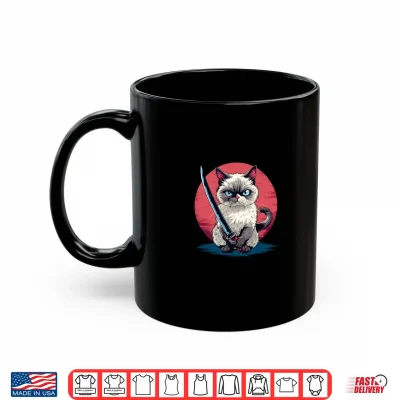 Mug Samurai Ragdoll Cat Japanese Kawaii Ninja Cat Shirt