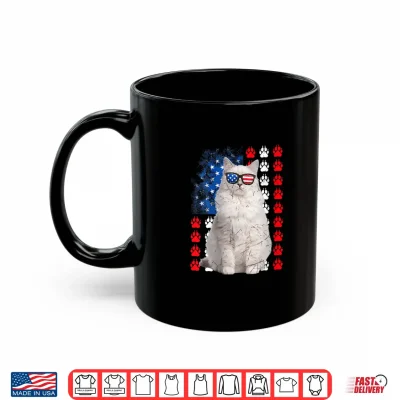 Mug Womens Funny Ragdoll Cat Paws USA Flag Indepedence Day 4th Of July Shirt