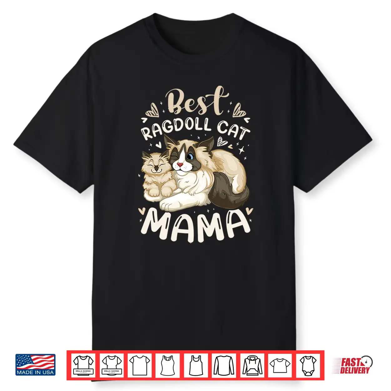 Best Ragdoll Cat Mama Mother Cat With Kitten Mothers Day Shirt