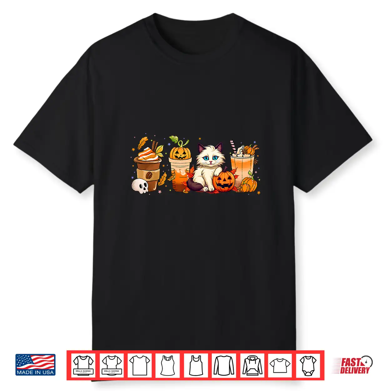 Halloween Ragdoll Cat Pumpkin Spice Latte Syrup Creamer Shirt