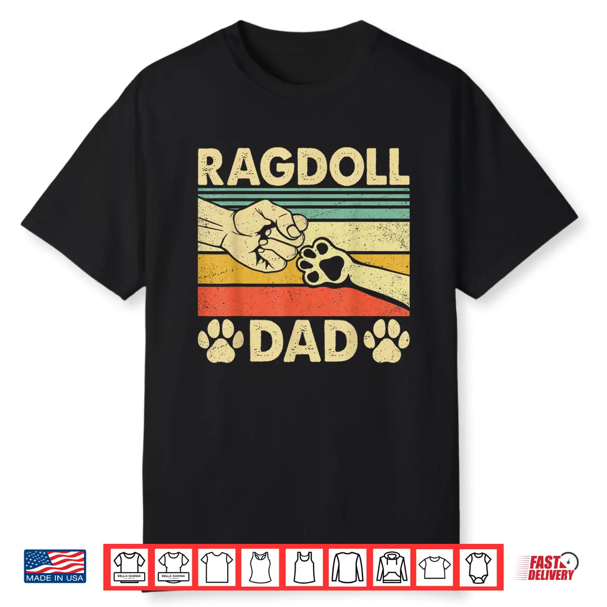Ragdoll Cat Dad Ever Funny Retro Cat Dad Men Father’S Day Shirt