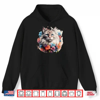 Hoodie Ragdoll Cat Flower Shirt
