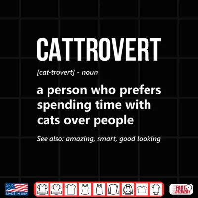 Design Cat Lover Funny Cattrovert Definition Kitty Kitten Cat Mom Shirt