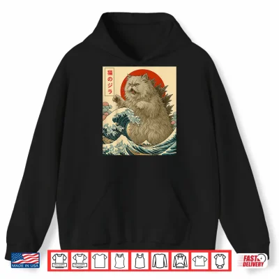 Catzilla Persian Cat Japanese Art Gifts For Men Women Kid Shirt 1 Hoodie Catzilla Persian Cat Japanese Art Gifts For Men Women Kid Shirt