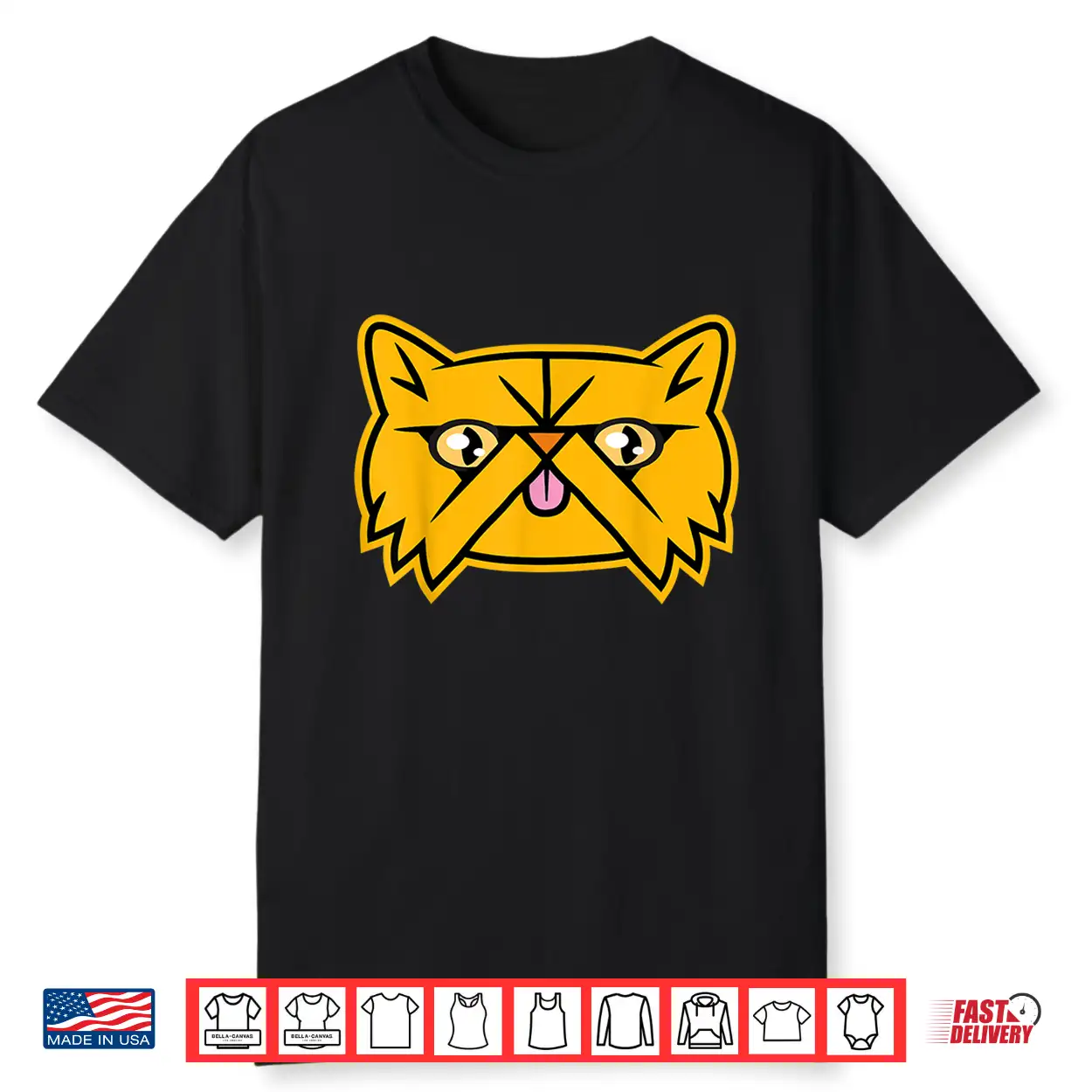 Cute Smooshed Face Orange Persian Cat Graphic Tee T Shirt