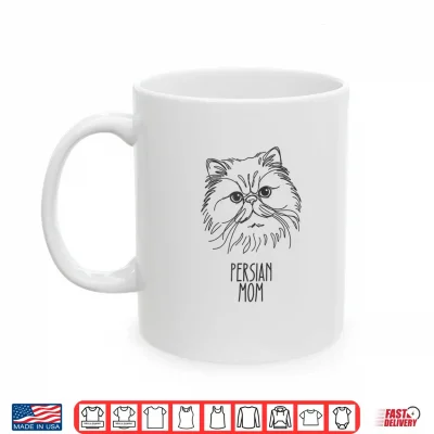 Mug Line Art Best Cat Mom Women Persian Cat Shirt