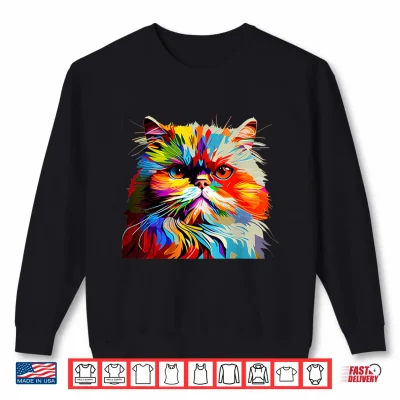 Sweatshirt Persian Cat Lovers Colorful Pop Art Persian Cat Shirt