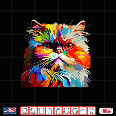 Design Persian Cat Lovers Colorful Pop Art Persian Cat Shirt