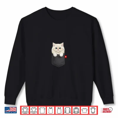 Sweatshirt Persian Cat in Pocket Peeking Cute Kitten Cat Shirt