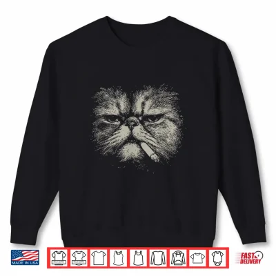 Sweatshirt Vintage Smoking Persian Cat Meme Persian Cat Mom Cat Lover Shirt