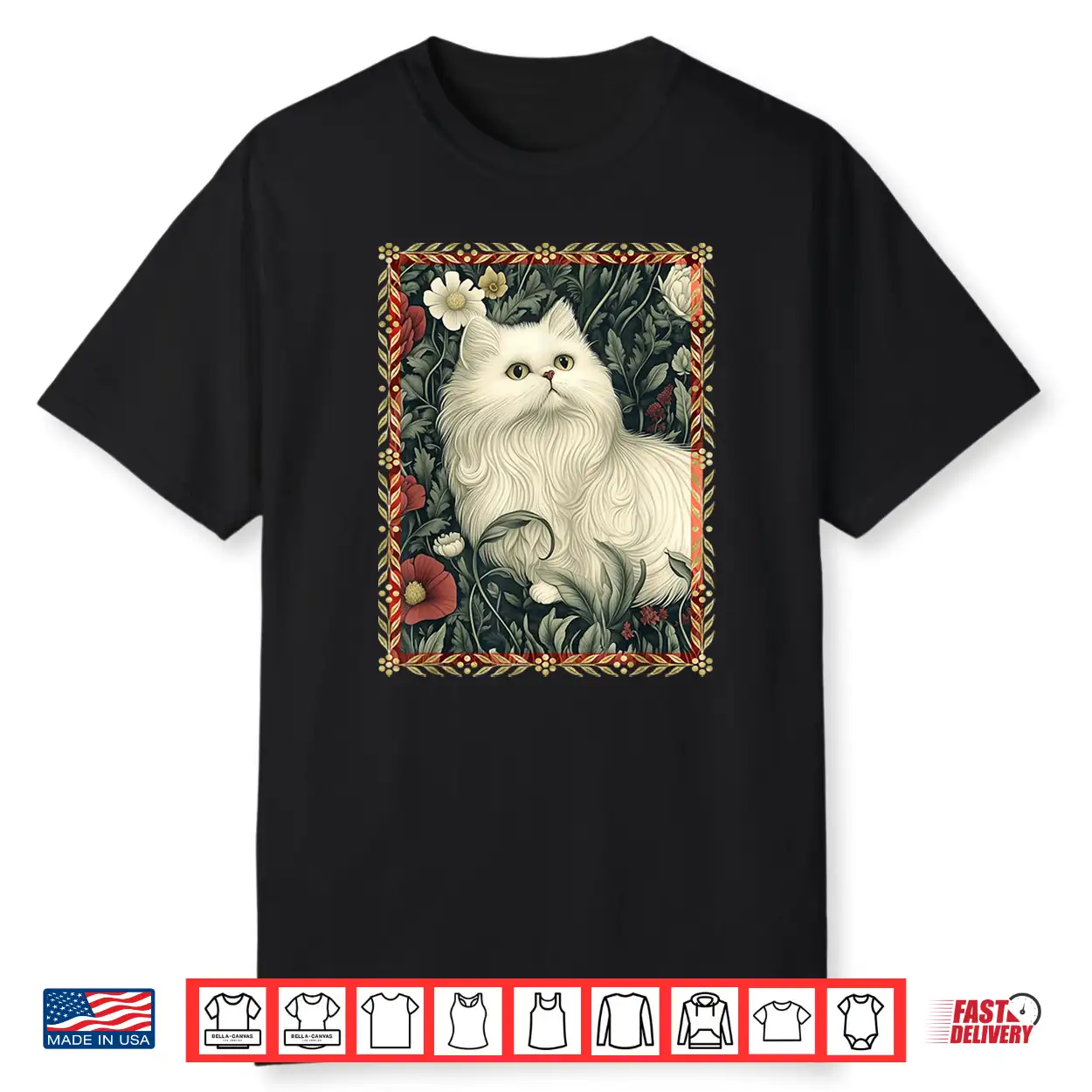 White Persian Cat In A Garden Elegant Vintage Shirt