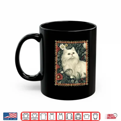 Mug White Persian Cat in a Garden Elegant Vintage Shirt