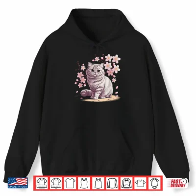Hoodie Cute Exotic Shorthair Cat With Cherry Blossoms Cat Shirt
