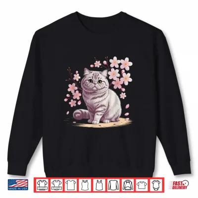 Sweatshirt Cute Exotic Shorthair Cat With Cherry Blossoms Cat Shirt