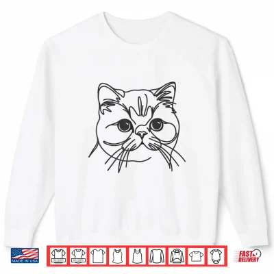 Sweatshirt Line Art Dad Mom Cat Exotic Shorthair Cat Shirt