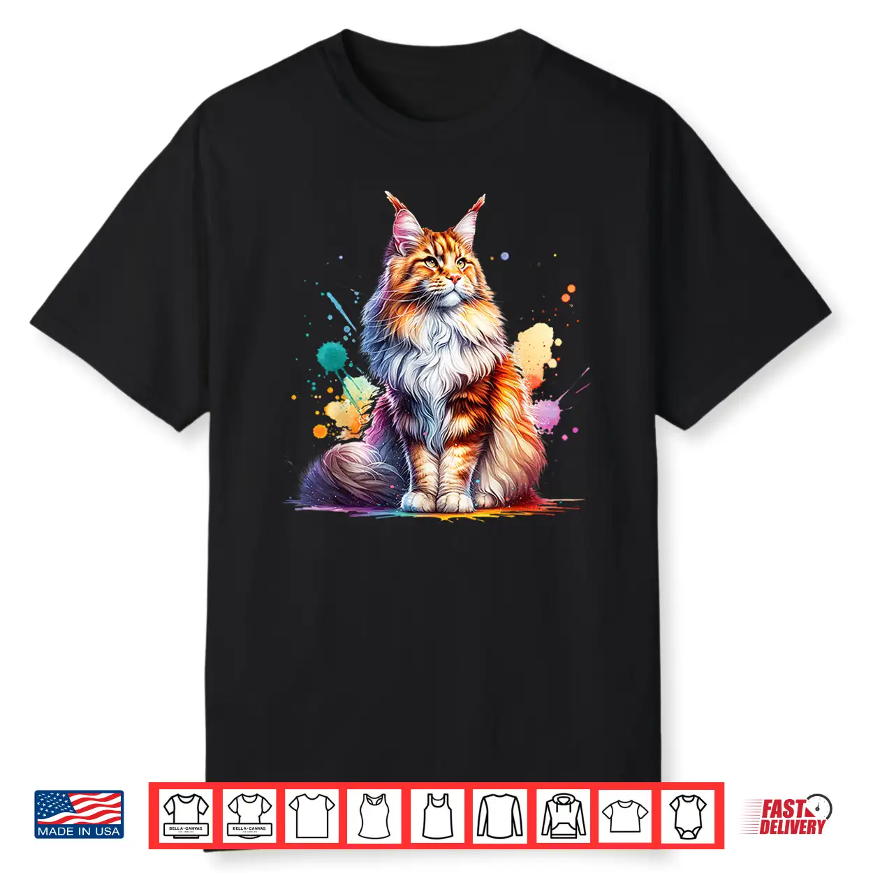Cat Maine Coon Professional Minimalist Modern Graphic Identity Shirt