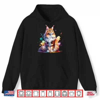 Hoodie Cat Maine Coon Professional Minimalist Modern Graphic Identity Shirt
