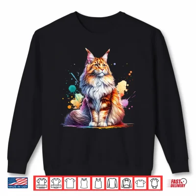 Sweatshirt Cat Maine Coon Professional Minimalist Modern Graphic Identity Shirt